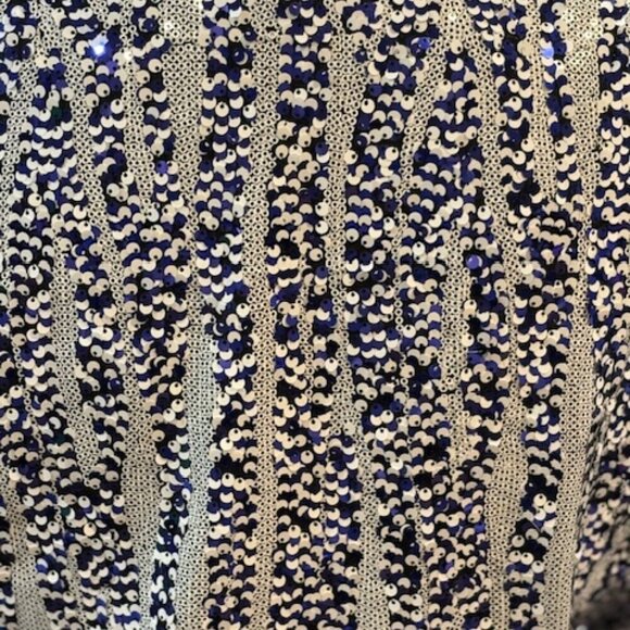 Carlisle Blue and White Sequin Women’s Blazer with Hook & Eye Closure – Size 10 - Picture 8 of 10